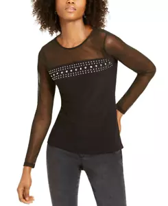 INC International Concepts Women's Illusion Stud Top Black Size S NWT - Picture 1 of 3