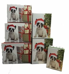 Weihnachtsgeschenkbox Französische Bulldogge Hund starr Geschenk Aufbewahrungsbox Verpackung Deko - Bild 1 von 1