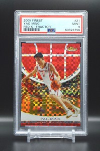 2005-06 Yao Ming Topps Finest Red X-Fractor Card #21 SP 111/199 PSA 9 Mint