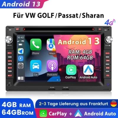 Für VW Polo 9N Golf 4 Passat B5 T5 DAB+ Android 13 4+64GB Autoradio Carplay GPS  - Bild 1 von 4