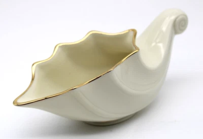 LENOX - Cornucopia Gravy Bowl - 22kt-Gold-Trim/Ivory-White Server/Boat - Image 1 of 3