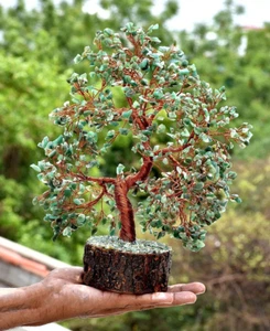 Green Jade Tree For Luck & Success Metaphysical Crystals Made With Pure Copper - Picture 1 of 7