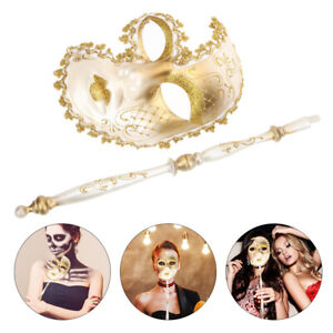  Mardi Gras Masks for Women Gold Cosplay Party Handheld Masquerade