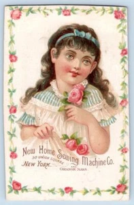 1880 NUEVA MÁQUINA DE COSER CASERA UNIÓN CUADRADA NY NARANJA MA TARJETA COMERCIAL VICTORIANA #2 - Imagen 1 de 2