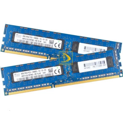 For SK Hynix 2x 8GB 2Rx8 DDR3 1866MHZ PC3-14900E ECC DIMM Desktop Memory RAM #WE - Image 1 of 4