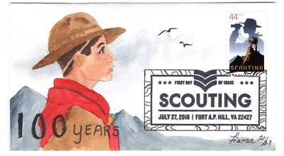#4472 Scouting Boy Scouts 2010 FDC - Fisher Watercolor 20/27 - Image 1 of 2