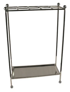 61CM UMBRELLA STAND NICKEL PLATED WALKING STICK STAND REMOVABLE TRAY - Picture 1 of 3