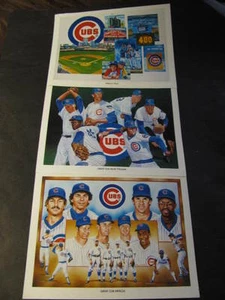 3 CUB PHOTO UNOCAL Pitchers Infielder Wrigley Paper Souvenir Baseball Salk Sulek - Picture 1 of 1