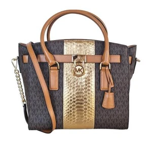MICHAEL KORS borsa a mano + tracolla HAMILTON 30F7GHM57V marrone oro - Imagen 1 de 6