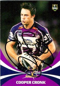 ✺Signed✺ 2011 MELBOURNE STORM NRL Card COOPER CRONK Daily Telegraph