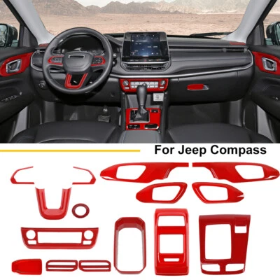 For Jeep Compass 2021 2022 2023 15xRed Full Decoration ABS Cover Kit Accessories - Image 1 of 4