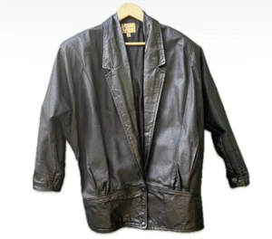 Vintage 80s Sujari Black Leather Jacket, Woman’s Size 12 - Picture 1 of 17