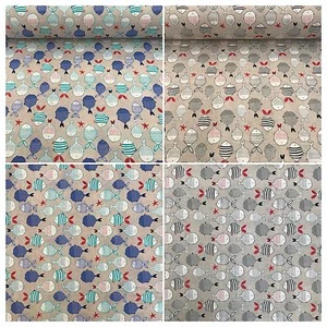 Baumwolle Lonetta 280cm Breit Deko Patchwork Stoffe Gardine Kinderstoff Fische - Bild 1 von 2