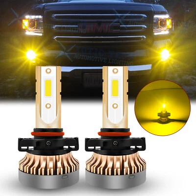 2x Yellow 5202 2504 LED Fog Light Daytime Running Light Bulbs For GMC Cadillac - Image 1 of 4