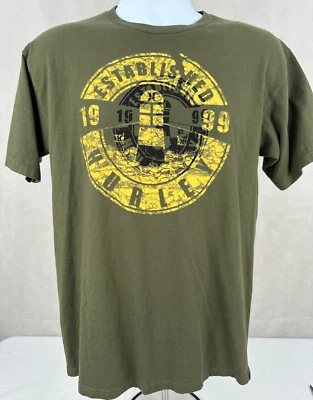Camiseta Hurley Para Hombre Talla MEDIANA Calce Regular Verde Oliva con Estampado Amarillo Corta Slv Foto 1 de 4