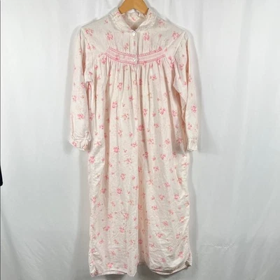 Vintage Floral Cotton Women's Nightgown Collared  Long Sleeve Read Description - Image 1 of 4