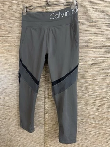 Calvin Klein Performance WICK Capri Active Athletic Leggings Olive Green Small - Picture 1 of 10