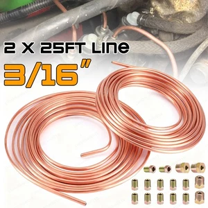 2X Copper Nickel Brake Line Tubing Kit 3/16 OD 25 ft Coil Roll all Size Fittings - Bild 1 von 14