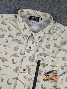 Truchador Short Sleeve Vented Fishing Shirt Mens XL Green Fish AOP - Picture 1 of 8