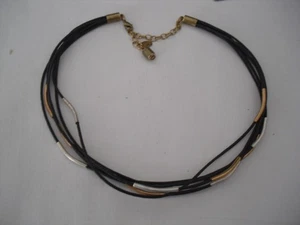 Marjorie Baer SF Silver Gold Tone & black 16" Necklace Signed - Picture 1 of 4