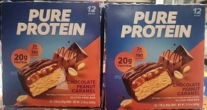 (2) Pure Protein Chocolate Peanut Caramel Protein Bars 12 Count Each Gluten Free - Picture 1 of 2