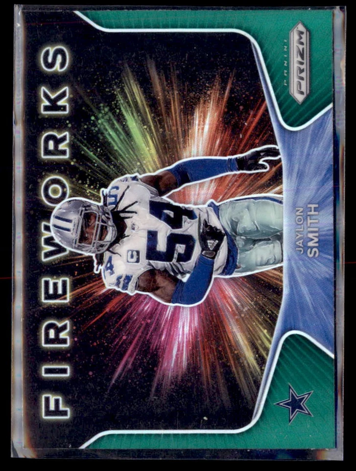 2020 Panini Prizm Football Jaylon Smith Cowboys 25 Fireworks Green - Image 1 of 2