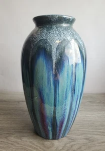 Beautiful Honeycombe Drip Glazed Studio Pottery Stoneware Vase 28cm - Picture 1 of 13