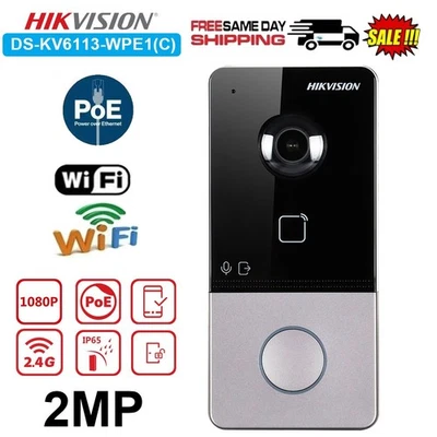 Hikvision DS-KV6113-WPE1(C) POE/Wifi Villa Door Station 2MP IP Video Intercom UK - Image 1 of 4