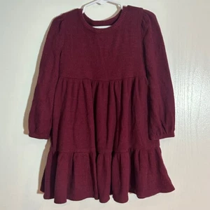 Vestito bambina a strati Cat & Jack 5T bordeaux manica lunga casual - Foto 1 di 2