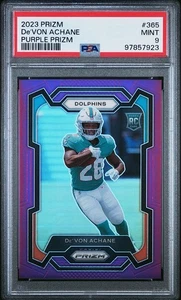 2023 Prizm De'Von Achane #365 Purple Prizm /125 RC Rookie PSA 9 - Picture 1 of 2