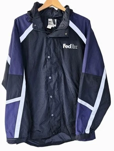 FedEx Stan Herman Hooded Raincoat L Reflective VF Imagewear Windbreaker Zip Coat - Picture 1 of 5