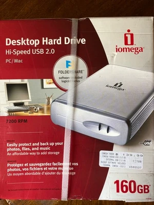 Hard Drive Desktop Iomega w/Hi-Speed USB 2.0 PC/MAC 360 GB 7200 RPM New in Box - Image 1 of 2