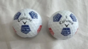 USA Logo Golf Ball (2) Callaway Chrome Soft USA Soccer Futbol PreOwned Red Blue - Picture 1 of 5