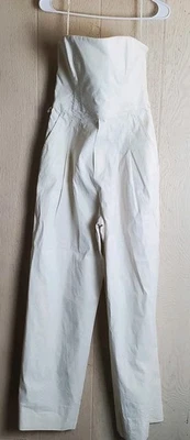 A.L.C. Womens Sweetheart Neck Sleeveless Jumpsuit Size 8 Ivory Linen Blend - Image 1 of 4