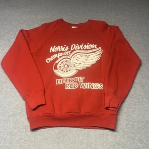 Vintage Detroit Red Wings Mens Sweatshirt Size Medium NHL 80s Norris Division - Picture 1 of 8