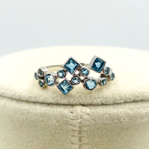 Sajen Silver Celestial Swiss Blue Mystic Quartz and Blue Topaz Ring Boho Chic - Picture 1 of 10