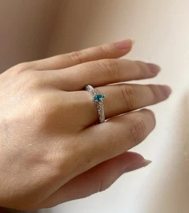 .925 Stamped Sterling Silver Tear Drop Blue Zircon Gemstone Women’s Ring - Picture 1 of 6