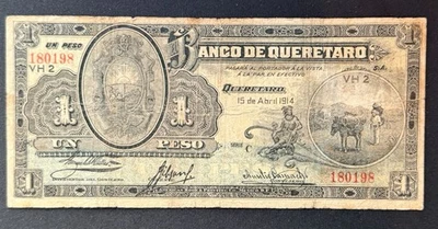 El Banco De Queretaro 1914 1 Peso - Image 1 of 2