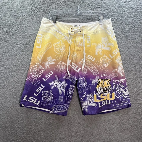 LSU Board Shorts Mens 32 Multicolor Louisiana State University Tigers Mr F Short Cover