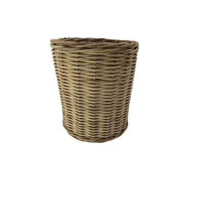 Hand -woven Natural Planter Wicker Basket Container, Natural with liner 10" Deep - Image 1 of 4
