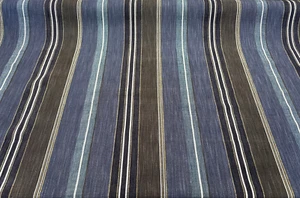 Zola Earth Blue Italian Stripe Drapery Upholstery Fabric by the Yard - Picture 1 of 8