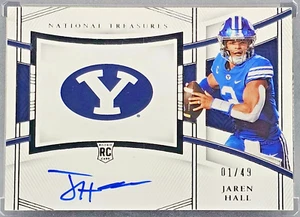 JAREN HALL Rookie AUTO SSP 2023 NATIONAL TREASURES ROOKIE BYU TEAM LOGO  01/49 - Picture 1 of 3