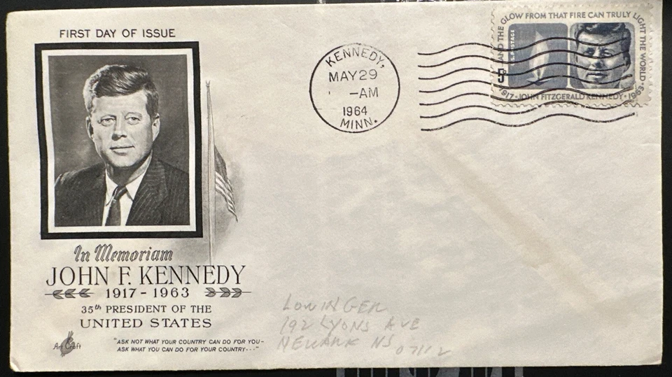 Sc 1246 JFK FDC Kennedy MN - ArtCraft cachet VF+ - Image 1 of 1