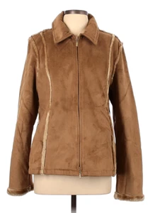 Weatherproof Jacket Coat Vegan Faux Suede Soft Lined Tan Women's Large Y2K - Picture 1 of 8