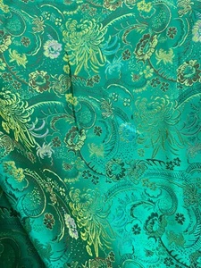 TEAL GREEN GOLD Floral Brocade Fabric (60 in.) Sold By The Yard - Picture 1 of 2