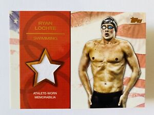 2012 Ryan Lochte USA Topps Olympic 28/75 Game Used  Jersey Relic Card