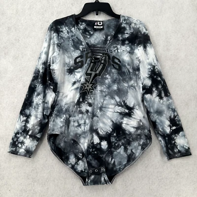 San Antonio Spurs Bodysuit Top Womens 2XL Grey Tie Dye Shirt Basketball - Image 1 of 4