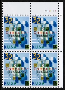 US USA Sc# 3106 MNH FVF PLATE # BLOCK Computer Technology Circuit board - Picture 1 of 1