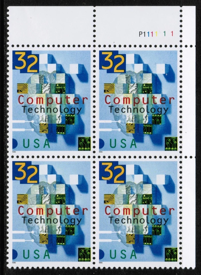 US USA Sc# 3106 MNH FVF PLATE # BLOCK Computer Technology Circuit board - Image 1 of 1