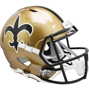 Casco de fútbol americano réplica tamaño completo velocidad retro de retroceso New Orleans Saints 1976-99 - Imagen 1 de 4